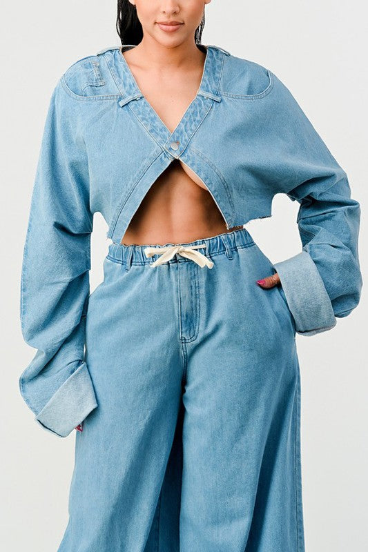 Athina irregular denim top