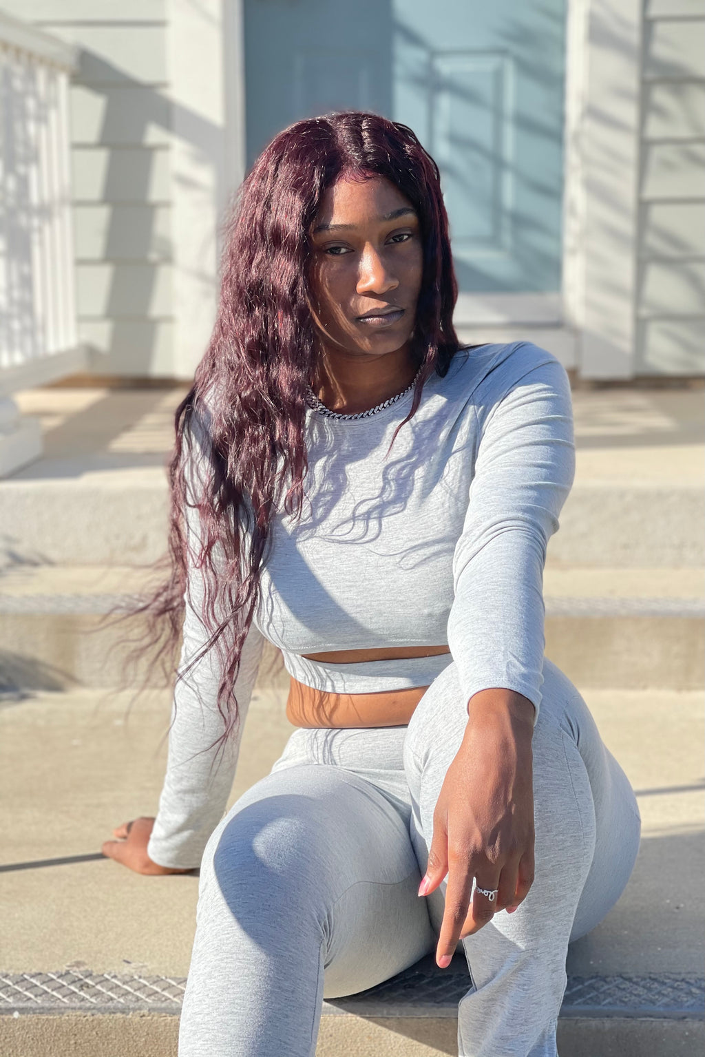 The Laciwoodz Collection Crop Top Side Split Pant Set