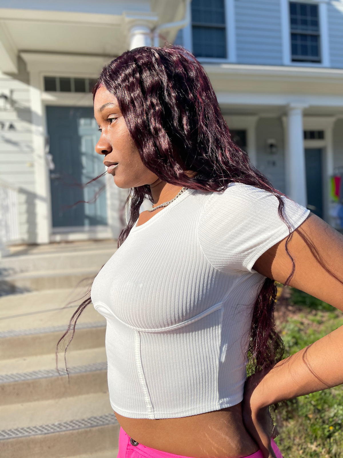 The Laciwoodz Collection Rib Corset Detailed Crop Top