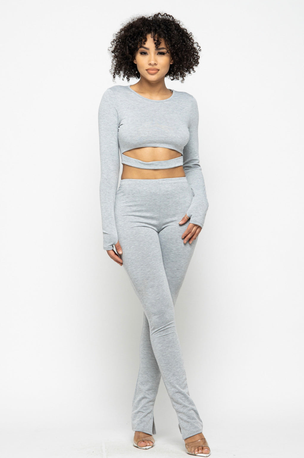 The Laciwoodz Collection Crop Top Side Split Pant Set