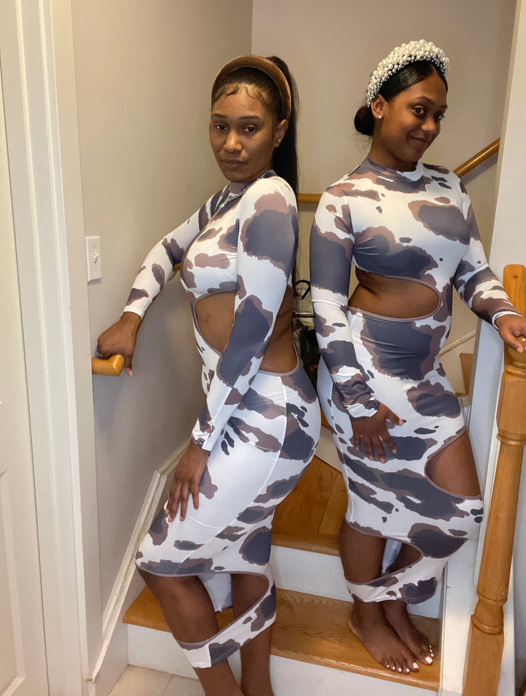 Got Milk long sleeve Bodycon midi dress