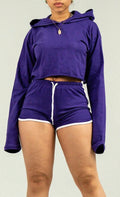 Long Sleeve Crop Top Short Sets
