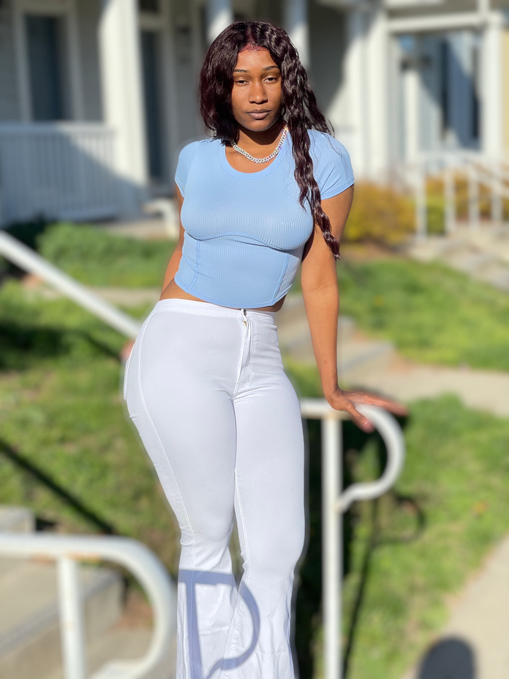 The Laciwoodz Collection Rib Corset Detailed Crop Top